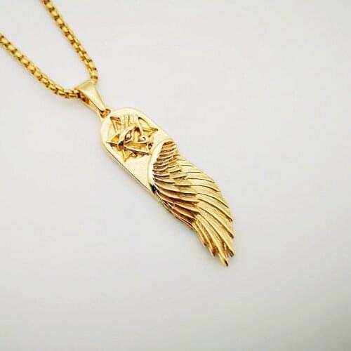 2020 AW David star angel wing pendant necklace Gold color stainless steel Horus eye angel wing necklace mens cool jewelry