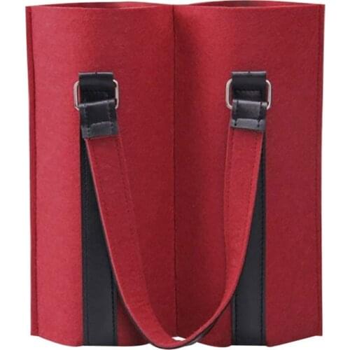 Red Wine Bag Fabric 2 Wine Bottle Tote Bag Carrier Felt Bottle Gift Storage Bags with Handle Champagne Bottle Cover Bags