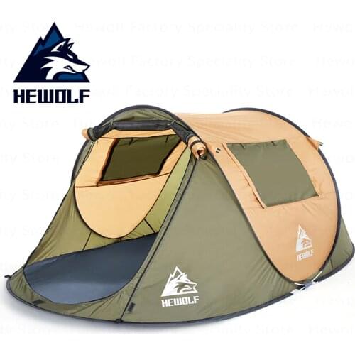 Hewolf Camping Tent Fully Automatic Ultralight Family Tent One Second Open Waterproof Windproof Big Space Camping Travel Tent