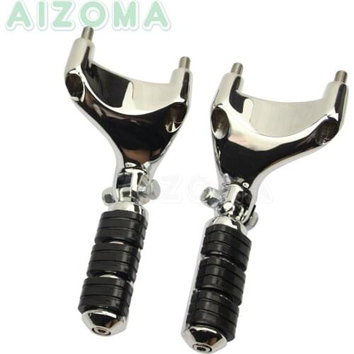1 Pair Motorcycle Chrome Passenger Rear Foot Pegs Footpeg w/Clamp Mount For Harley Sporster Iron 883 1200 72 Super Low 2004-2013