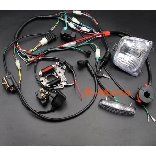 Full WIRING LOOM HARNESS CDI Coil Regulator Magneto Lights Key Switch 50cc 70cc 90cc 110cc 125cc ATV QUAD BIKE BUGGY New E-Moto