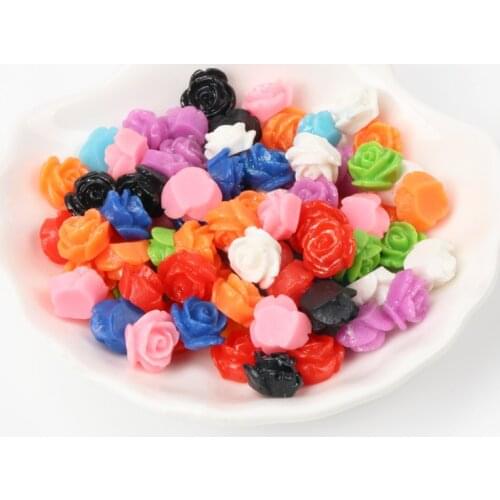 Mix Color Flower Half Round Resin Flatback Beads for Scrapbook DIY Decoration 50pcs 12mm KL83