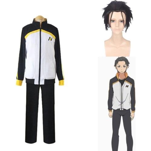 Re: Zero Kara Hajimeru Lsekai Seikatsu Subaru Natsuki Cosplay Halloween Suit Jacket Zipper Coat And Long Pants Suit Sportswear