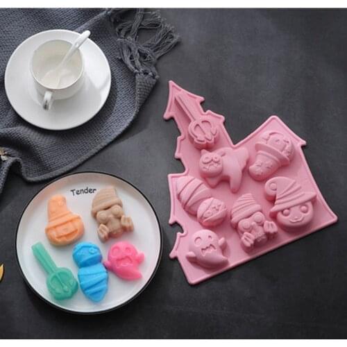 Halloween Castle Ghost 7-hole Silicone Cake Baking Mold Cake Decoration Tool Fudge Mold Candy Chocolate Jelly Mold