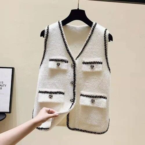 Korean Style Preppy Student Coat Womens Sweater Autumn Sleeveless Jacket Winter Clothes Women Cardigan Warm Knitted Vest 2021