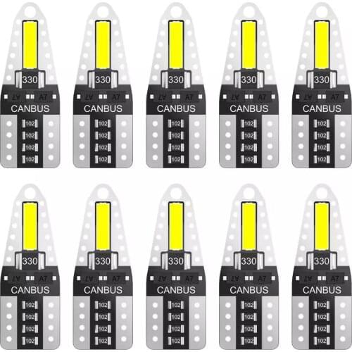 10Pcs T10 W5W Led Canbus WY5W Bulbs Error Free 194 168 LED Super Bright Car Interior Light Clearance Side Marker Auto Lamp 12V