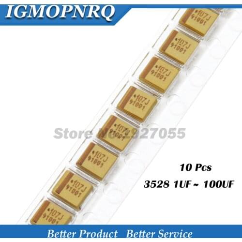 10pcs Type B 1UF 4.7UF 10UF 47UF 100UF 220UF Tantalum Capacitor 4V 6.3V 16V 20V 25V 35V 50V 3528 1210 227 476 107 475 106 105