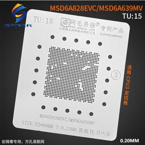Amaoe BGA Stencil Reballing MSD6A828EVC TU15 For LCD TV CPU IC Pins Square Hole Soldering Tin Plant Net Heat Template 0.20MM