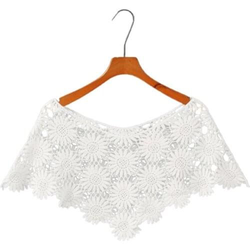F3MD Women Knit Hollow Out Shawl Wrap Wedding Bridal Bolero Flapper Cover Up Crochet Sunflower Lace Scarf Shrug Cape Poncho