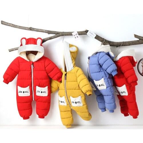 Toddler Snow Suit Baby Girl Jumpsuit New Fashion Winter Baby Boys Snowsuit Waterproof Plus Velvet Thick Warm Newborn Rompers