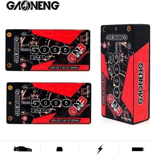 1/2/3pcs Ewellsold 1/10 RC Racing Car B5M 22 RB6 22 parts 5000mAh 7.4V 2S 120C Hardcase SHORTY LiPo Battery 4.0mm Deans Plug