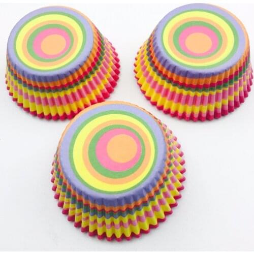 100 pcs/lot Colorful Circles Cupcake Liners Cases Cupcake Paper Cups Cake Decorating Tools