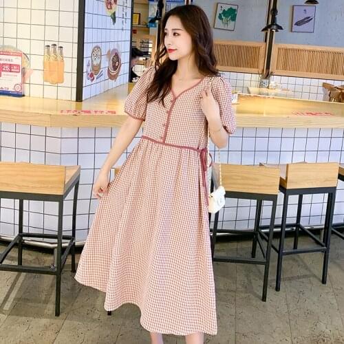 17718# Maternity Dress Summer Short Sleeves Easy Matching Loose Stylish Slimming Dress Pregnant Women Mom Dress