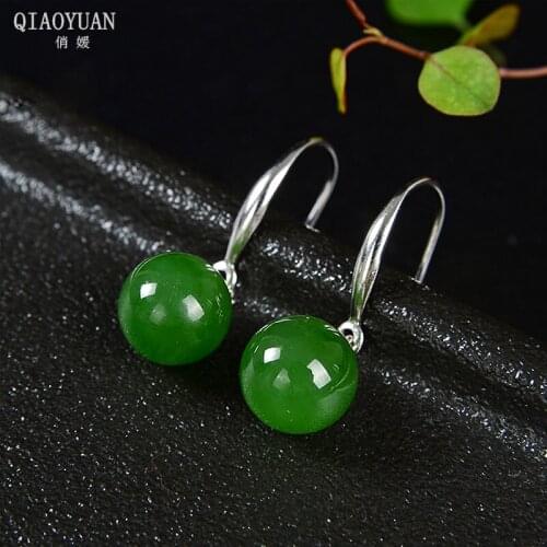 18k gold earrings 925 silver woman jewelry small womens earrings jade earrings Green jade real gold vintage emerald earings