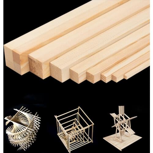 10pcs 330mm Length Square Pine Wooden Bar Wood Stick Strips For Airplane Boat Model DIY Crafts Art Supplies