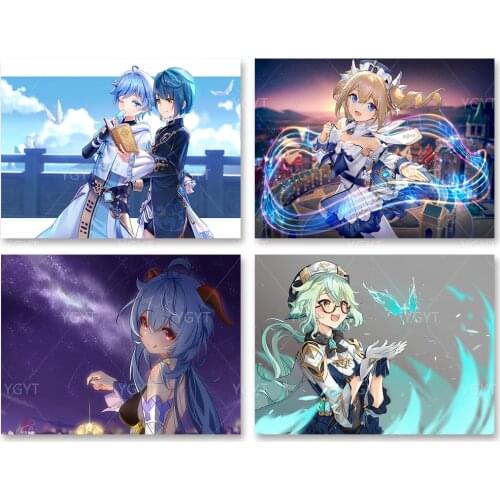 Diamond Blue Girl Genshin Impact Painting Wall Art Handmade Cross Stitch Picture Home Decal Full Round Drill Embroidery Gifts