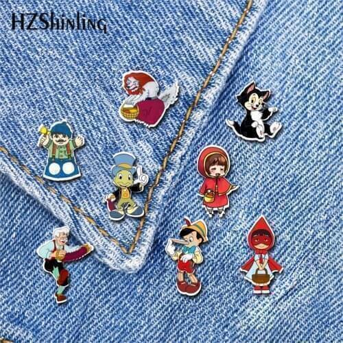 2019 New Little Red Riding Hood Acrylic Lapel Pin Puppet Pin Brooch Handmade Epoxy Butterfly Broochs