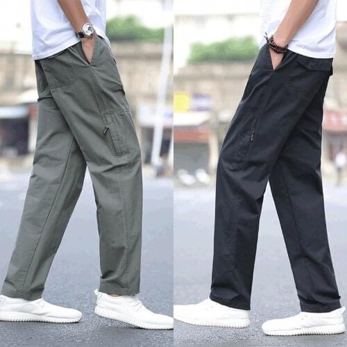 2021 Men 6XL pure Cotton Cargo Plus Size Pants Spring Summer Loose Casual Man Pants Overalls Baggy Workwear Trousers With Zipper
