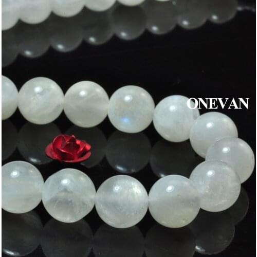 ONEVAN Natural AAA Blue Flash Moonstone Beads 4-8mm Smooth Round Stone Bracelet Necklace Jewelry Making Diy Accessories Design