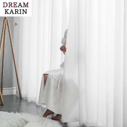 White Opaque Thicken Sheer Curtains For Living Room Bedroom Kitchen Solid Color Silk Tulle Voile Window Curtains Decoration