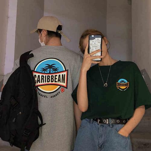 Harajuku Oversized High Street Graphic T-Shirt Short Sleeve Female Vintage All-Match Fashion Unisex Clothes Japanese Streetwear