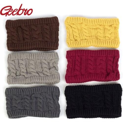 Geebro Women Winter Warmer Knitted Headband Head Wrap Hairband for Ladies Wide Crochet Fashion Hair Band head wrap Accessories