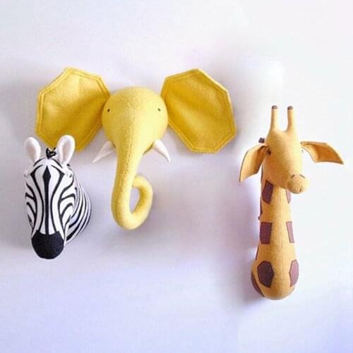 Animal Head Elephant Zebra Giraffe Heads Wall Decoration For Baby Room Decor Kids Bedroom Wall Hangings Wall Mount Gifts Toys
