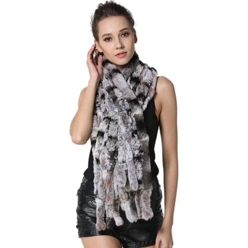 IANLAN Fashion Striped Long Scarves for Women Winter Casual Shawl Scarf Ladies Real Rex Rabbit Fur Wraps Stoles IL00039