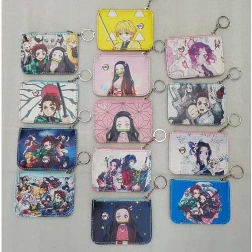 IVYYE Kimetsu no Yaiba Style Anime Card Holder Cartoon Credit Bags Coin Bus Cards Key chain Girls Gifts