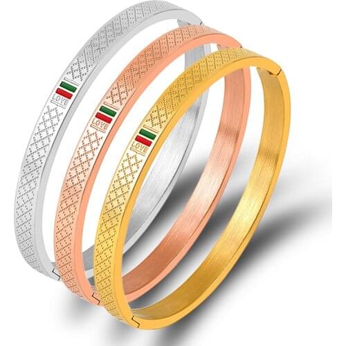 Famous Brand Mesh Charm Cuff Bracelets Bangle for Women Stainless Steel Gold 5mm Bangles Luxury Wristband Wedding Female Jewelry