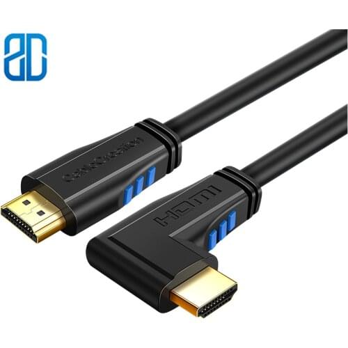 HDMI Cable Left Angle 90 Degree Vertical Left 4K HDMI 2.0 Cable Support 4K Ultra HDMI 3D Video Ethernet Audio Return Channel