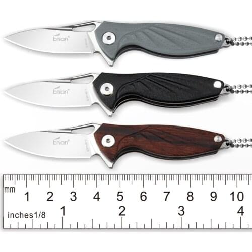 Pocket knife 12C27 steel G10 / rosewood handle flip necklace key folding knife fruit knife ladies defense EDC tool wrapping tool