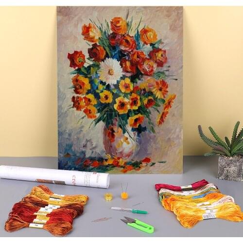 Oil Painting Style Flame Pre-Printed 11CT Cross-Stitch Kit Embroidery DMC Threads Knitting Handicraft work Hobby Adults