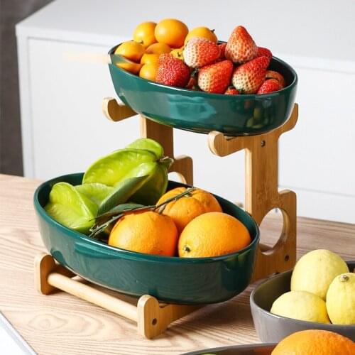 Ceramic Candy Dish Living Room Home Two-layer Fruit Plate Snack Plate Creative Modern Dried Fruit Fruit Basket Container