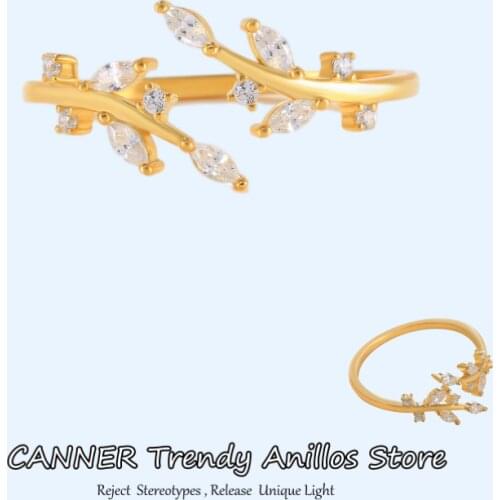 Canner 925 Sterling Silver Finger Rings AAAAA Zircon Crystal Flower Open Rings For Women Wedding Jewelry Bague Anillos W5