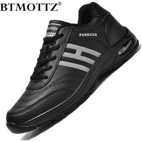 Fashion Leather Men Shoes Casual Breathable Sneakers Men Outdoor Lightweight Mens Walking Trainers Lace-up Vulcanize Shoes Tenis