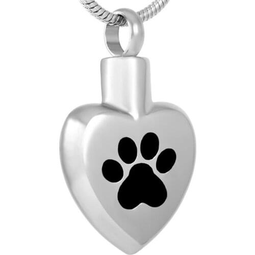Paw Print Cremation Urn Pendant Necklace For Pet/Human Ashes Stainless Steel Ash Holder Memorial Jewelry