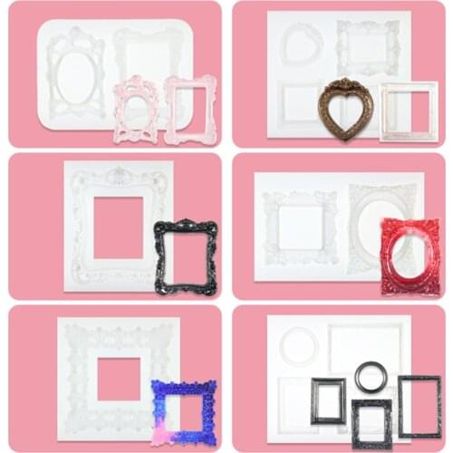 Hot Mirror Frame Silicone Molds Flower Silicone Mold For Resinart Mould For Epoxy Resin Coaster Mold Resin Fluid Art Glossy