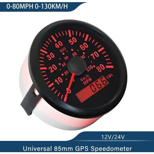 Boat Yacht Vessel GPS Speedometer 35MPH 60KM/H With Backlight 3-3/8'' (85mm) 12V/24V for Car SUV Boat