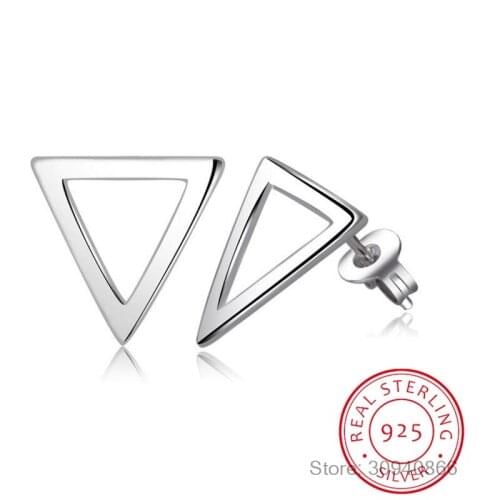 Fashion Real 925 Sterling Silver Triangle Stud Earrings Minimalist For Charm Women Fine Jewelry Accessory Party Gift