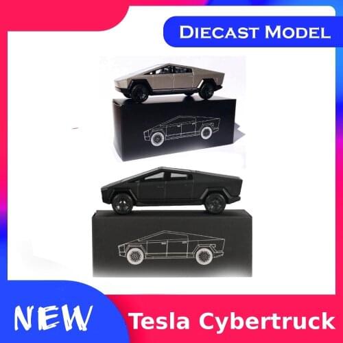 Hot Sales!!! New Arrival Car Toys 1/64 Tesla Cybertruck Truck 01 Silver Diecast Tesla Diecast Model 3 Car simulation Toy