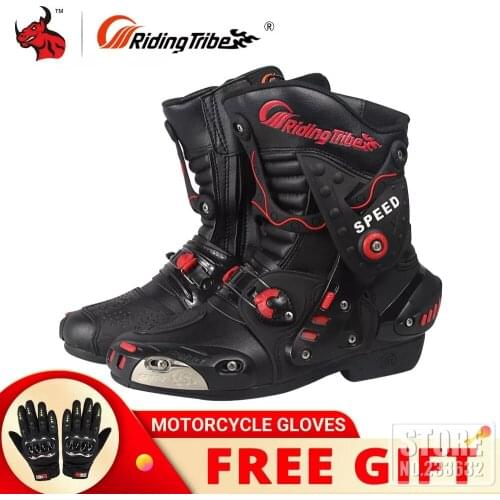PRO-BIKER Waterproof Motorcycle Boots PU Leather Motorsport Riding Racing Boots Motocross MX Shoes Mens Motorbike Boots