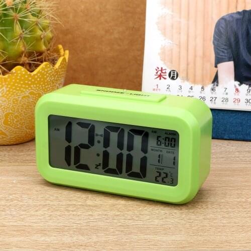 Backlight Snooze Mute Desktop clock LED Digital Alarm Clock Multifunctional Calendar Temperature Clock Light Control Induction