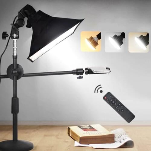 Desktop Photography Phone Shooting Bracket Stand+Boom Arm+LED Lamp+Reflector Softbox Continuous Lighting Kits For Photo Video