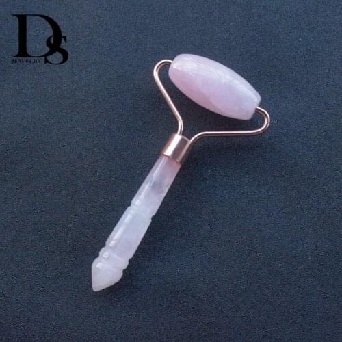 Natural Rose Quartz Roller Crystal Facial Jade Massager GuaSha Wrinkle Removal Stick Body Head Foot Beauty Face Lift tool