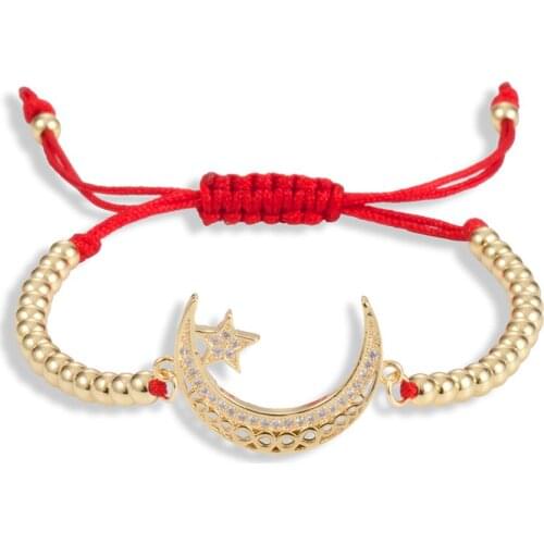 New Arrive Elegant Delicate Zircon Moon Star Bracelet Bling Micro Inlaid Zirconia Feminia Adjustable Bangles Anniversary Gift