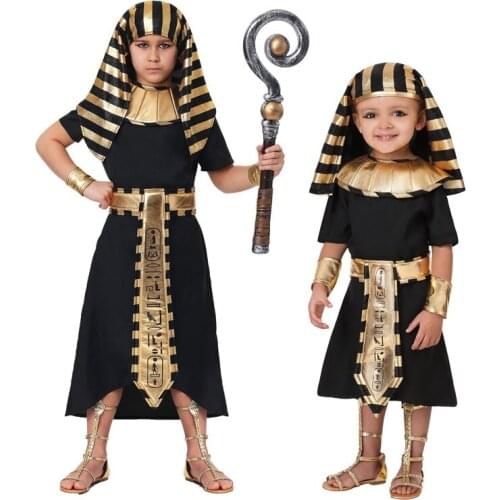 New Halloween Costume Ethnic Tutankhamun Mongolian Pharaoh cosplay Costume Men Children Party costume