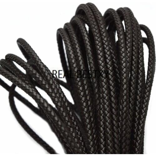 REAL BESTXY 1m/lot 5mm Brown Color Braided Real Genuine Leather Cord For Jewelry Accessories brown leather straps bracelets