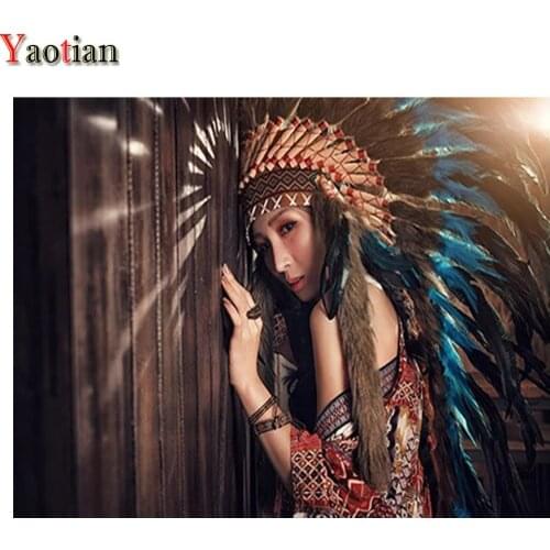 Full Round square 5D DIY Diamond Painting Native Indian Woman Diamond Embroidery Hobbies And Crafts Kit Mosaic Decorations Home