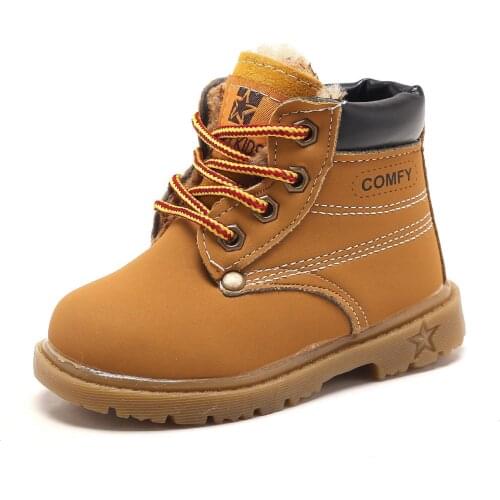 Spring Autumn Children Ankle boots Winter Girls Boots Boys Plush Snow Motorcycle Boots Lace-Up Rome Boots Kids Shoes